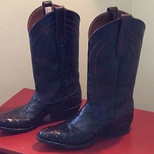 JW Harden Brown/Burgandy Ostrich cowboy Boots